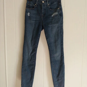 Good American Good Legs Jeans 2/26 Blue Skinny Distressed High-Rise Raw Hem